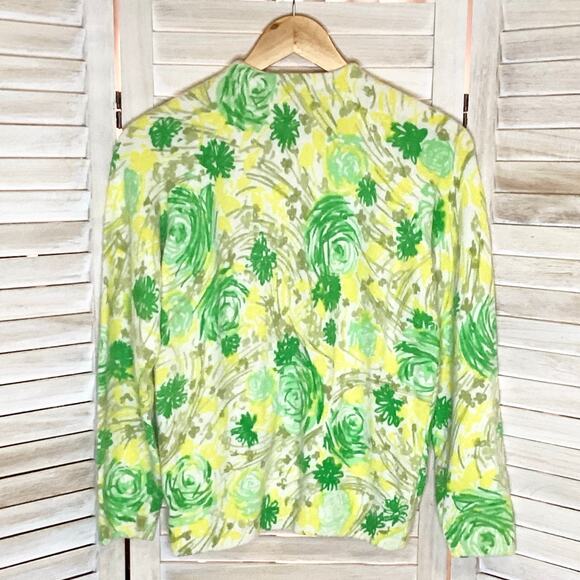 Vintage Lambswool Angora Floral Pearl Button Cardigan 40 M British Colony - Picture 6 of 10